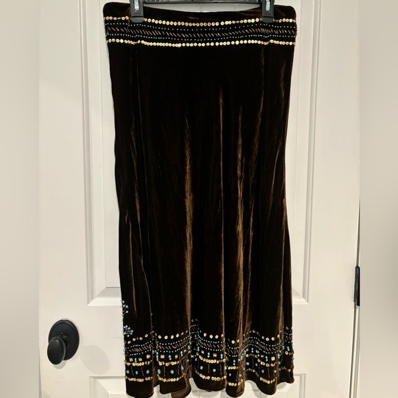Carole Little Velvet Beaded Skirt Size 10 Boho Festival Gypsycore - Picture 4 of 5